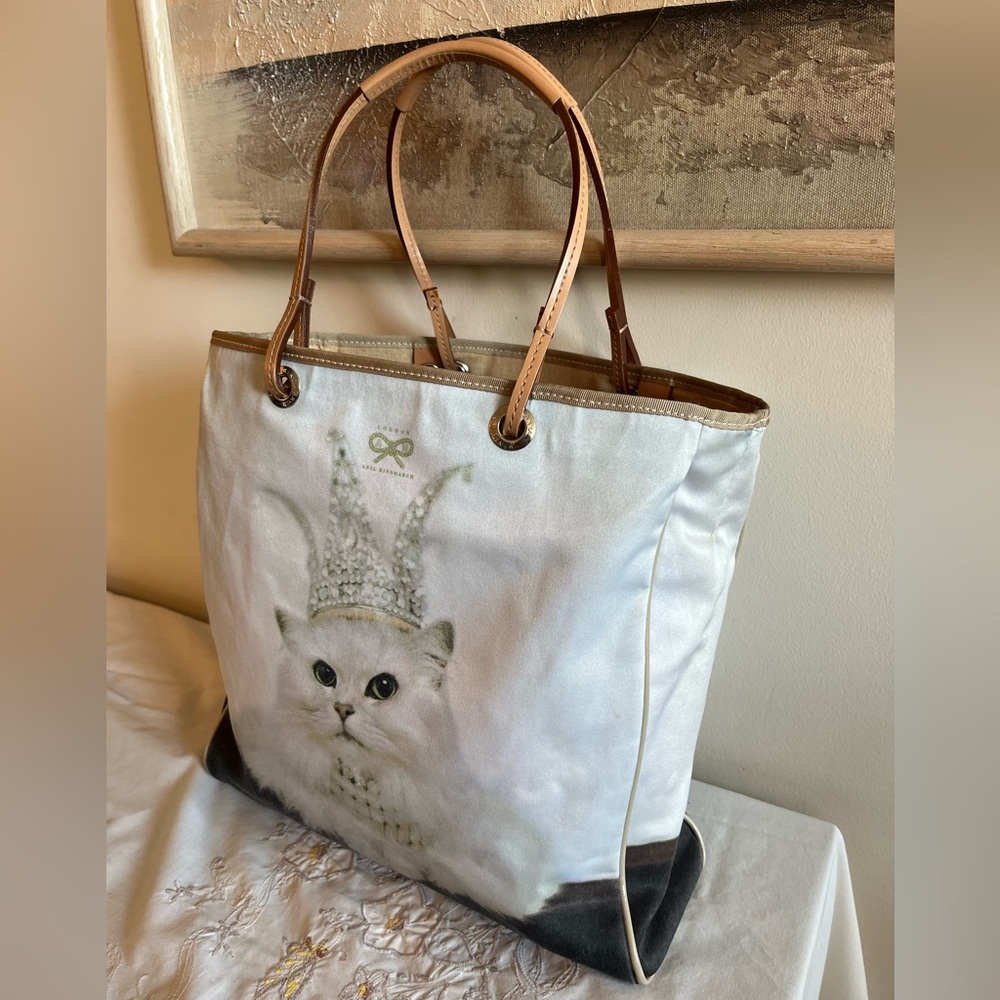 Anya Hindmarch London Tiara Cat Print Small Tote Bag - Picture 2 of 16